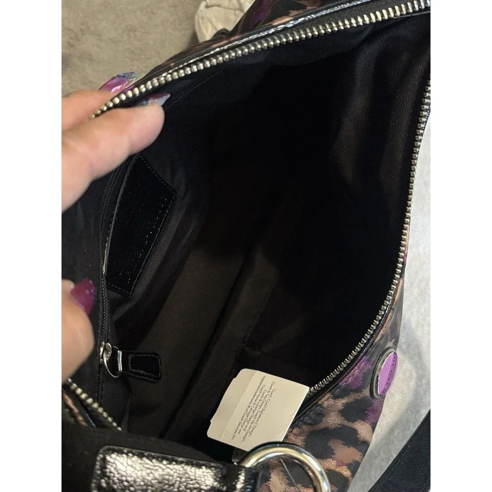 COACH NWT Ocelot Hobo Violet Multi Animal Print F26033 Large Logo